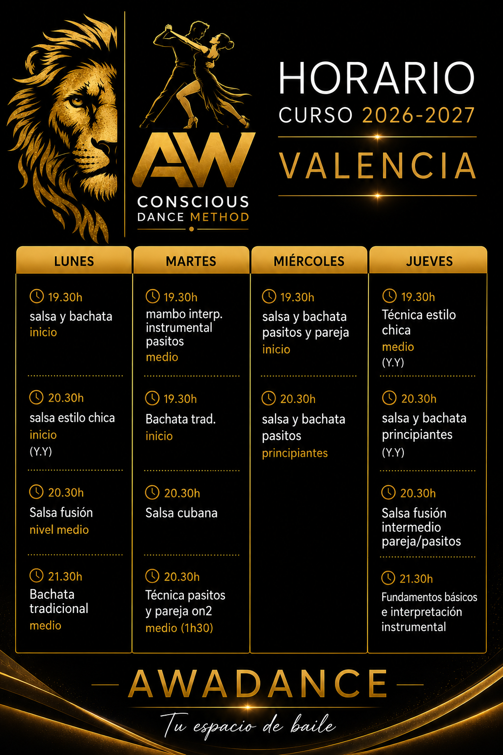 Horarios clases